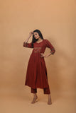 Dhrupal Maroon Pichwai Suit Set