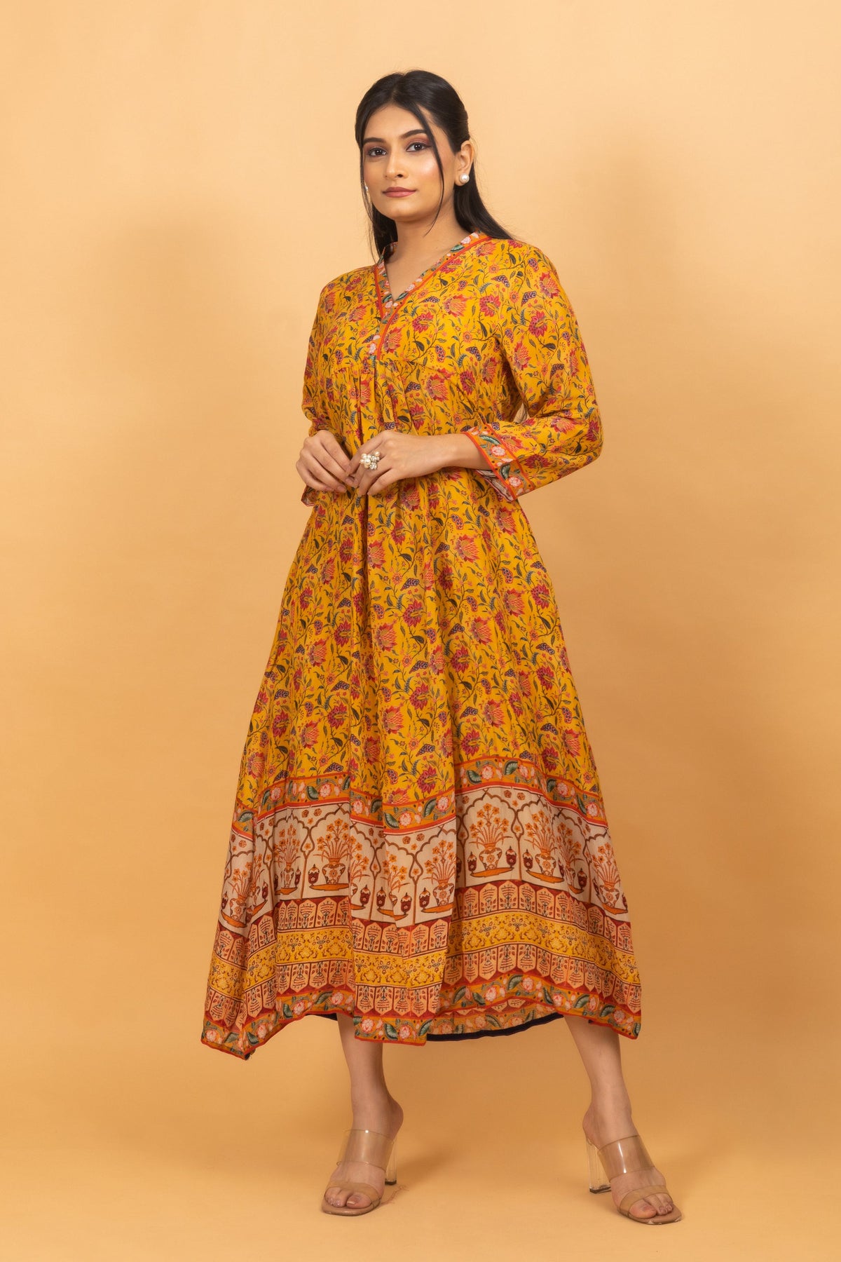 Dahlia Yellow Kalamkari Dress – Ekana Label