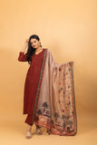 Pankajini Maroon  Pichwai Suit Set