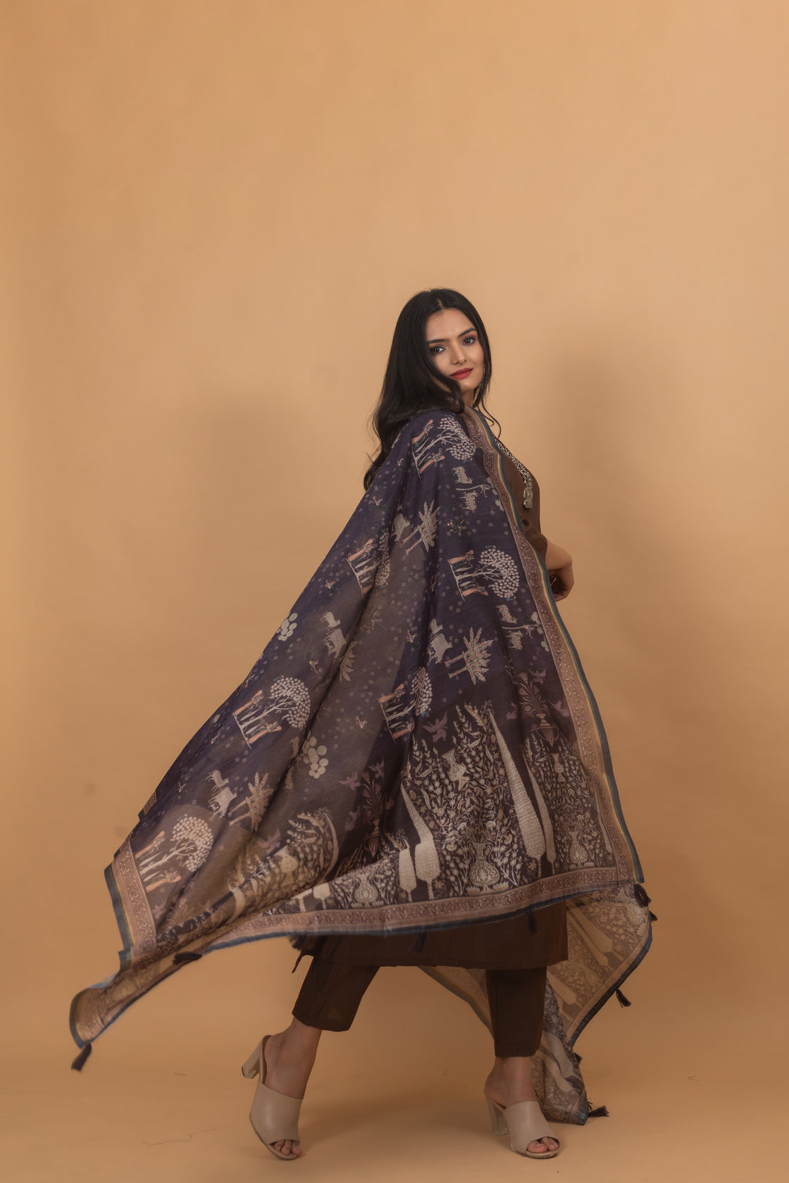 Harita Brown Three Piece Suit Set-Suit Set-Ekana Label