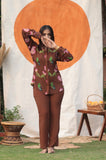 Chocolate Brown Peacock Shirt Co-ord Set