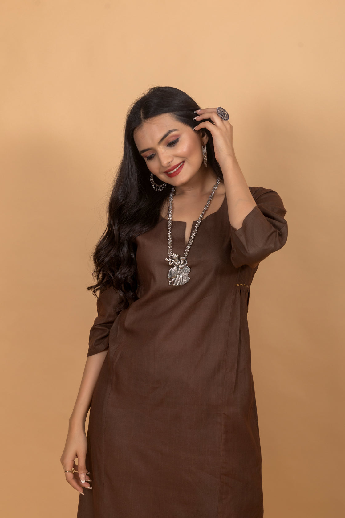 Harita Brown Three Piece Suit Set-Suit Set-Ekana Label