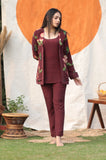 Marsala Peacock Blazer Three Piece Set