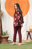 Marsala Peacock Blazer Three Piece Set