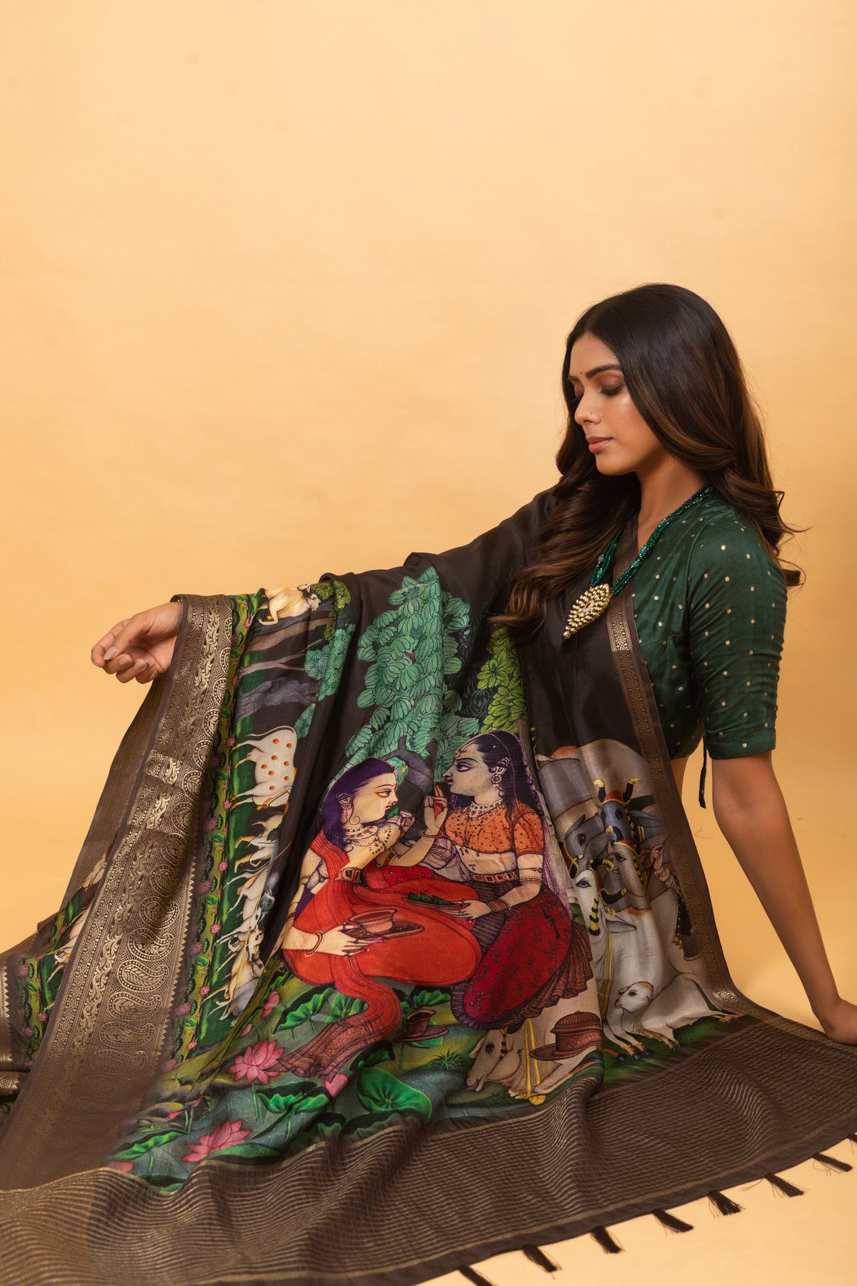 Radhe Shyam Pichwai Saree-Saree-Ekana Label