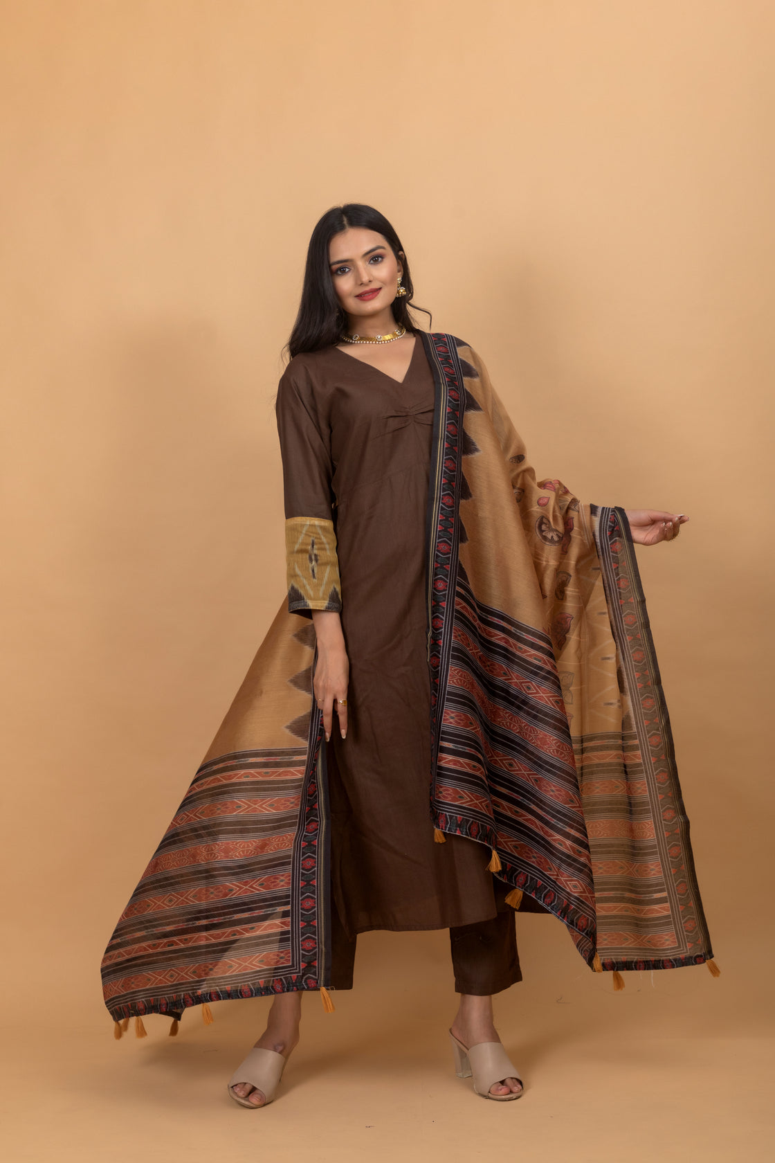 Brown Srini Pichwai Suit Set-Suit Set-Ekana Label