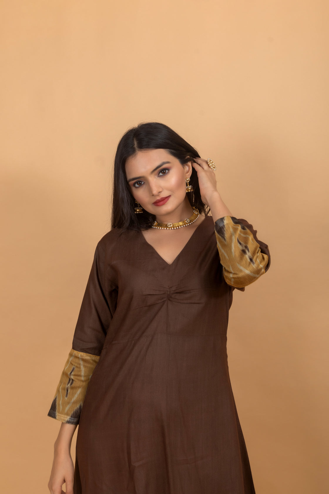 Brown Srini Pichwai Suit Set-Suit Set-Ekana Label