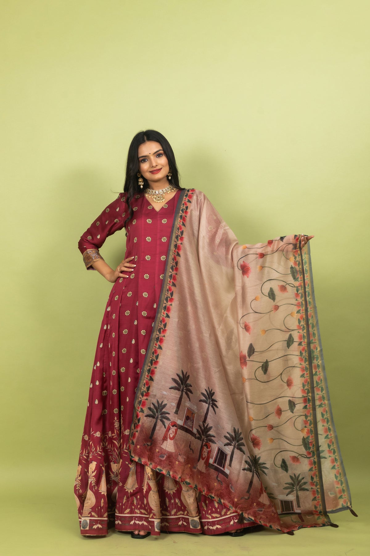Suhana Pichwai Gown With Dupatta-Gown With Dupatta-Ekana Label