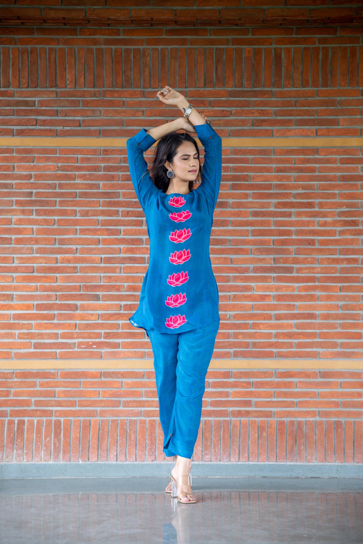 Blue Lotus Pichwai Co-ord Set-Clothing-Ekana Label