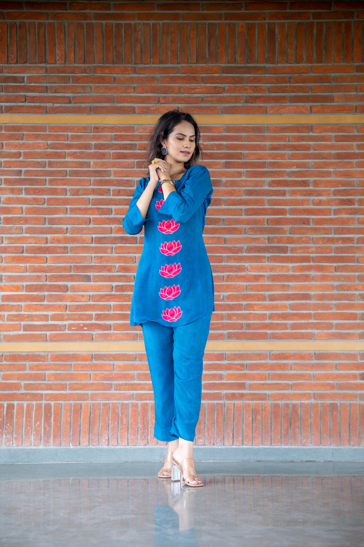 Blue Lotus Pichwai Co-ord Set-Clothing-Ekana Label