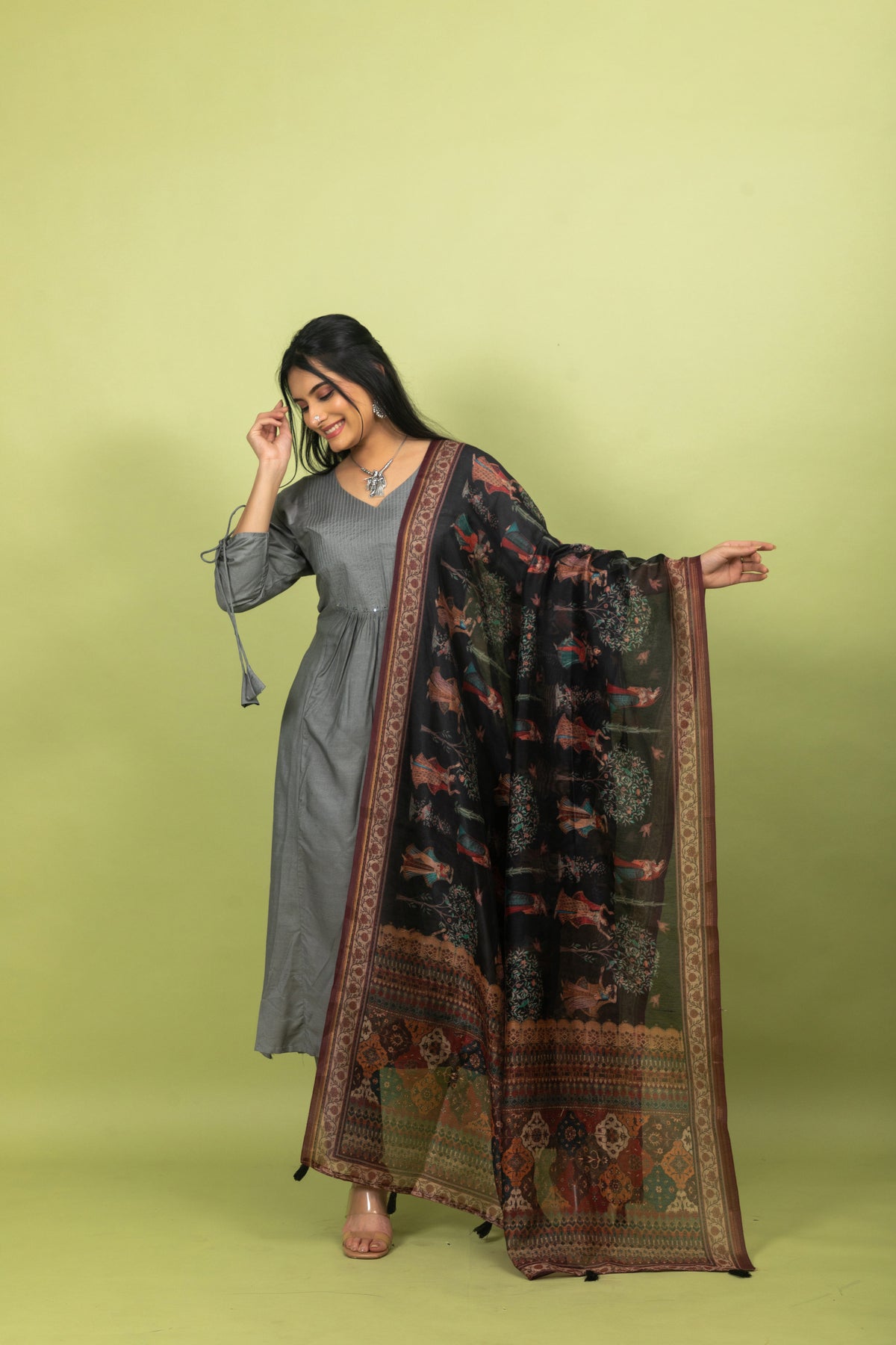 Idika Phad Painting Dupatta-Clothing-Ekana Label