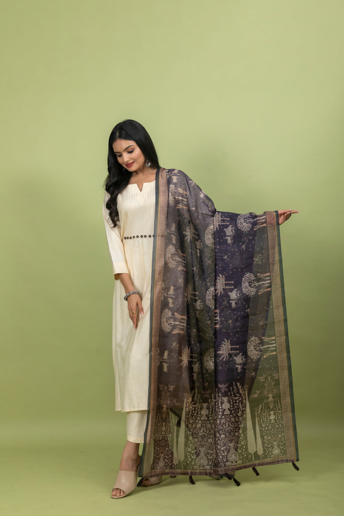 Vritti Kalamkari Dupatta-Dupatta-Ekana Label
