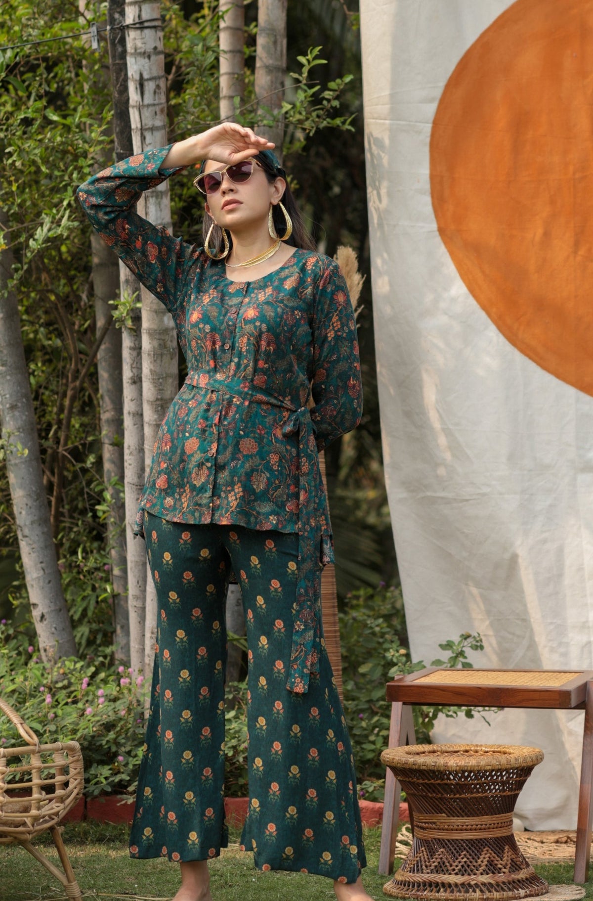 Sherpa Kalamkari Co-ord Set With Belt-Western-Ekana Label