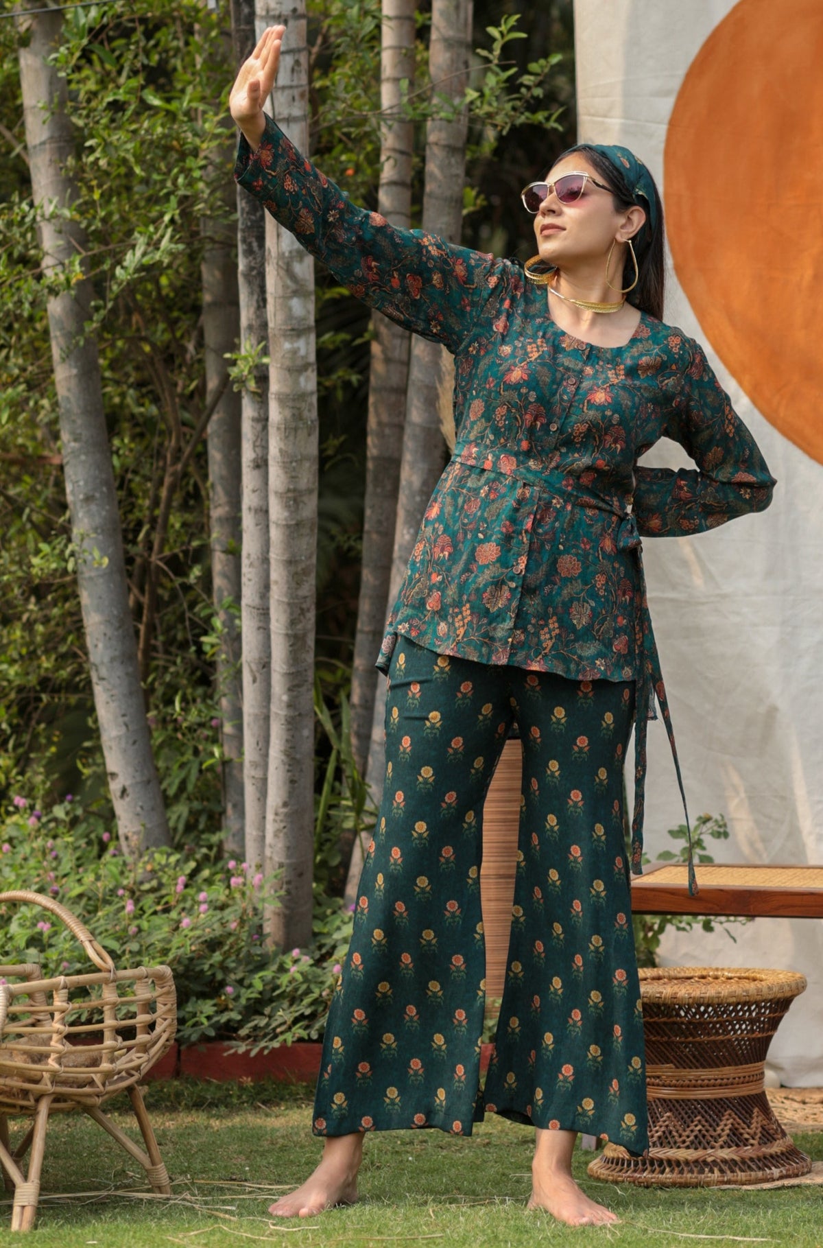 Sherpa Kalamkari Co-ord Set With Belt-Western-Ekana Label