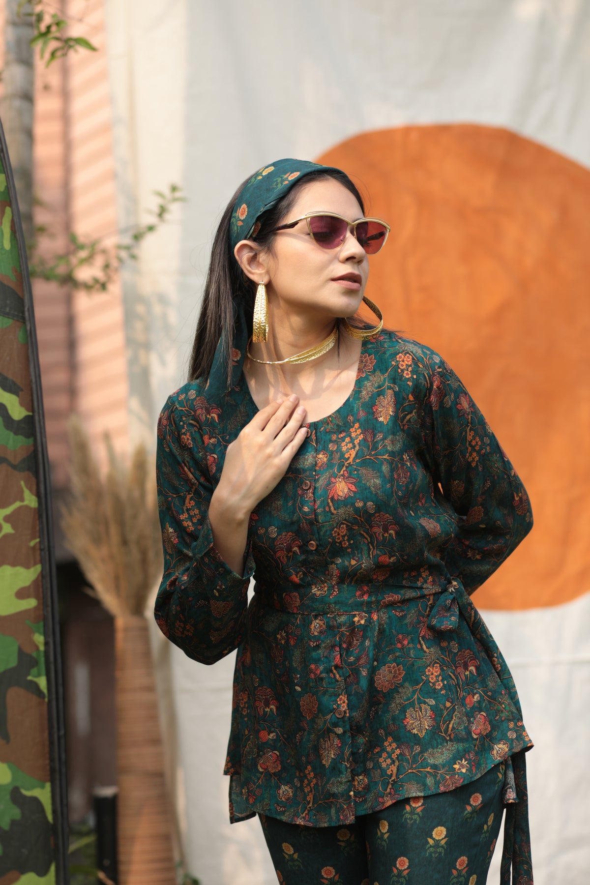 Sherpa Kalamkari Co-ord Set With Belt-Western-Ekana Label