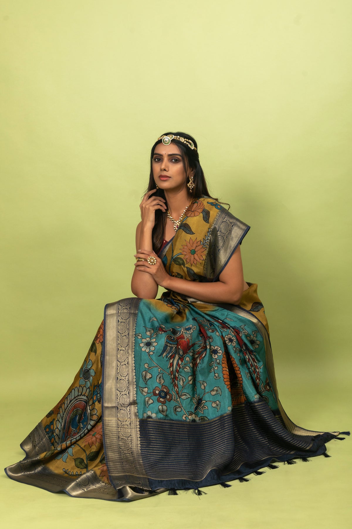 Gulamohar Kalamkari Saree-Saree-Ekana Label