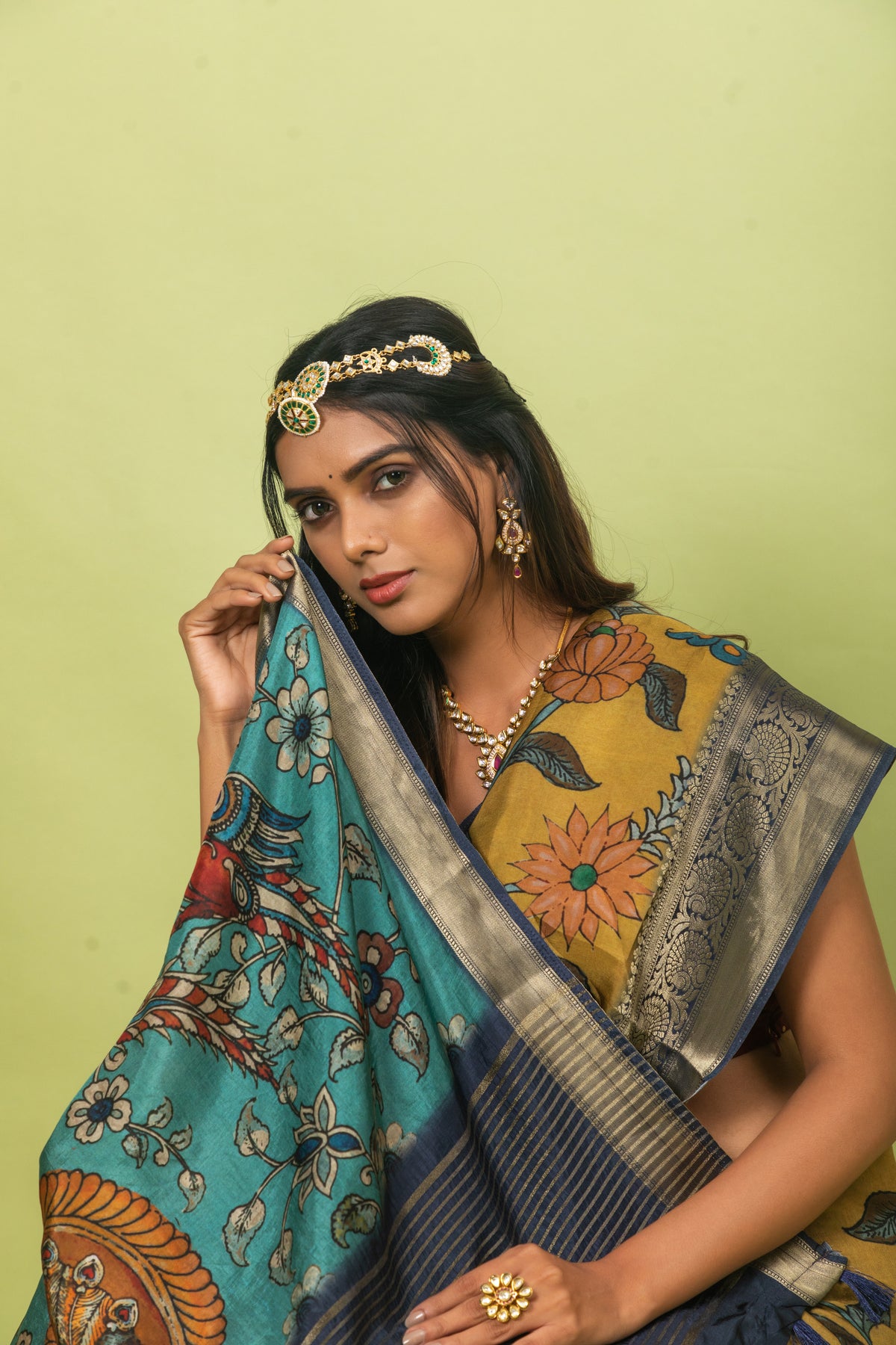 Gulamohar Kalamkari Saree-Saree-Ekana Label