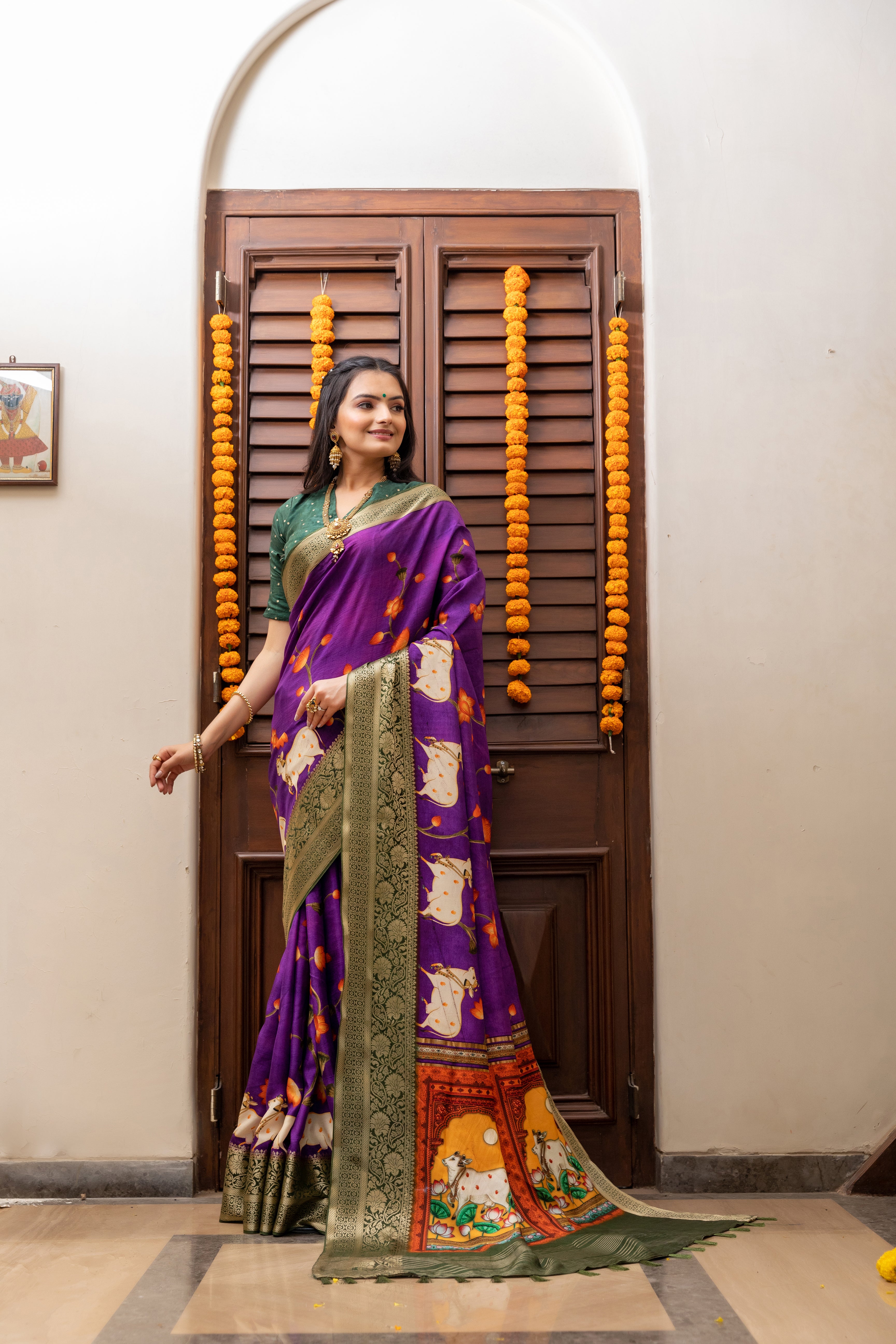 Nevaeh Purple Pichwai Saree