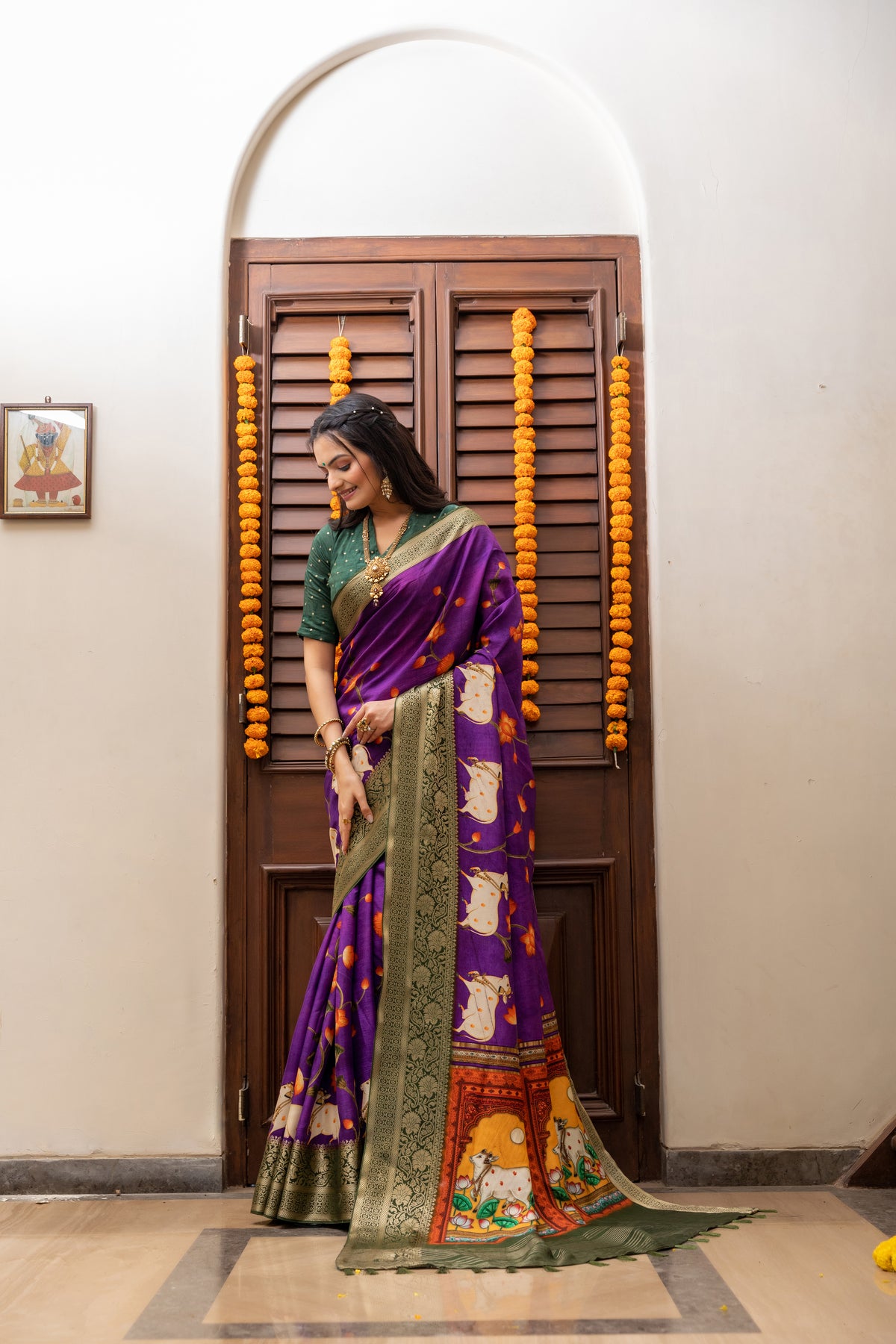 Nevaeh Purple Pichwai Saree-Saree-Ekana Label