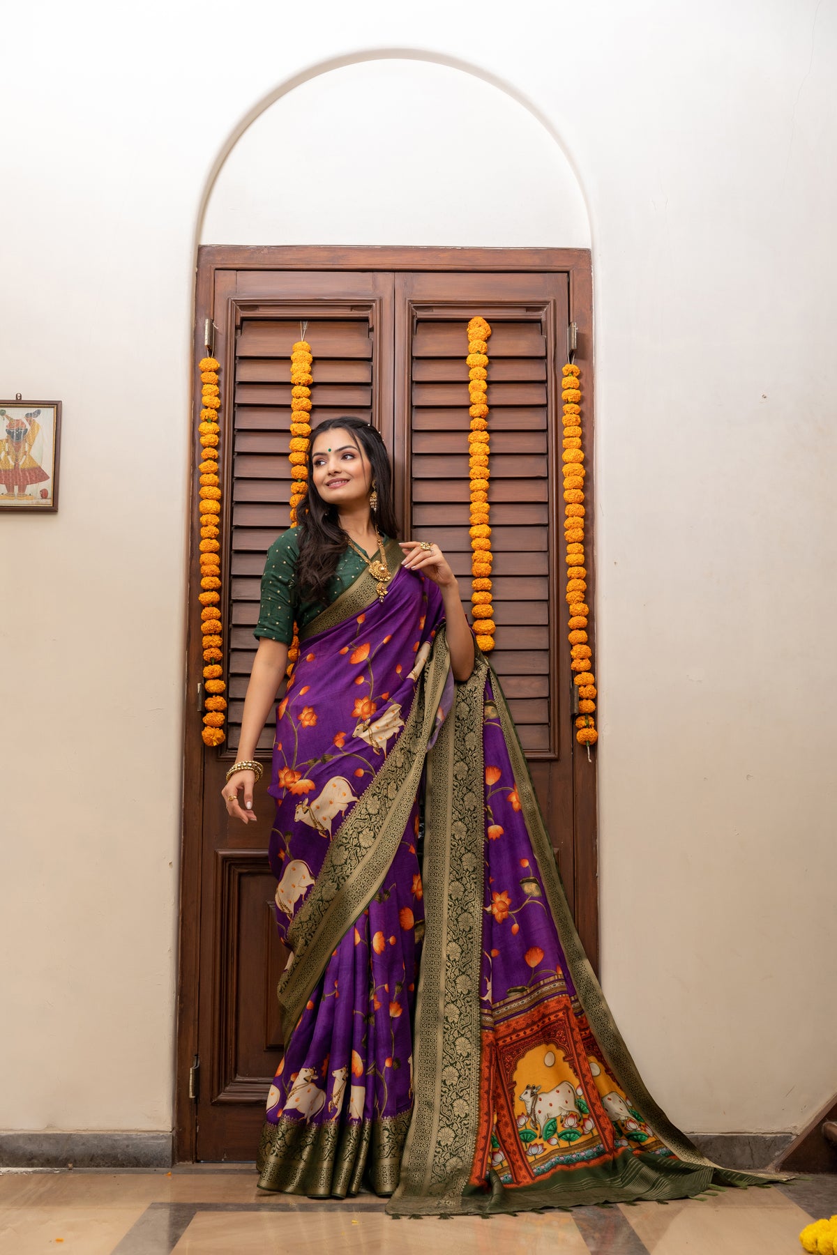 Nevaeh Purple Pichwai Saree-Saree-Ekana Label