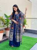 Blue Bandhani Cape Gown