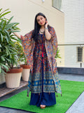 Kalamkari Sapphire Cape Gown