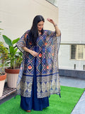 Blue Bandhani Cape Gown