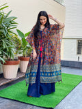 Kalamkari Sapphire Cape Gown
